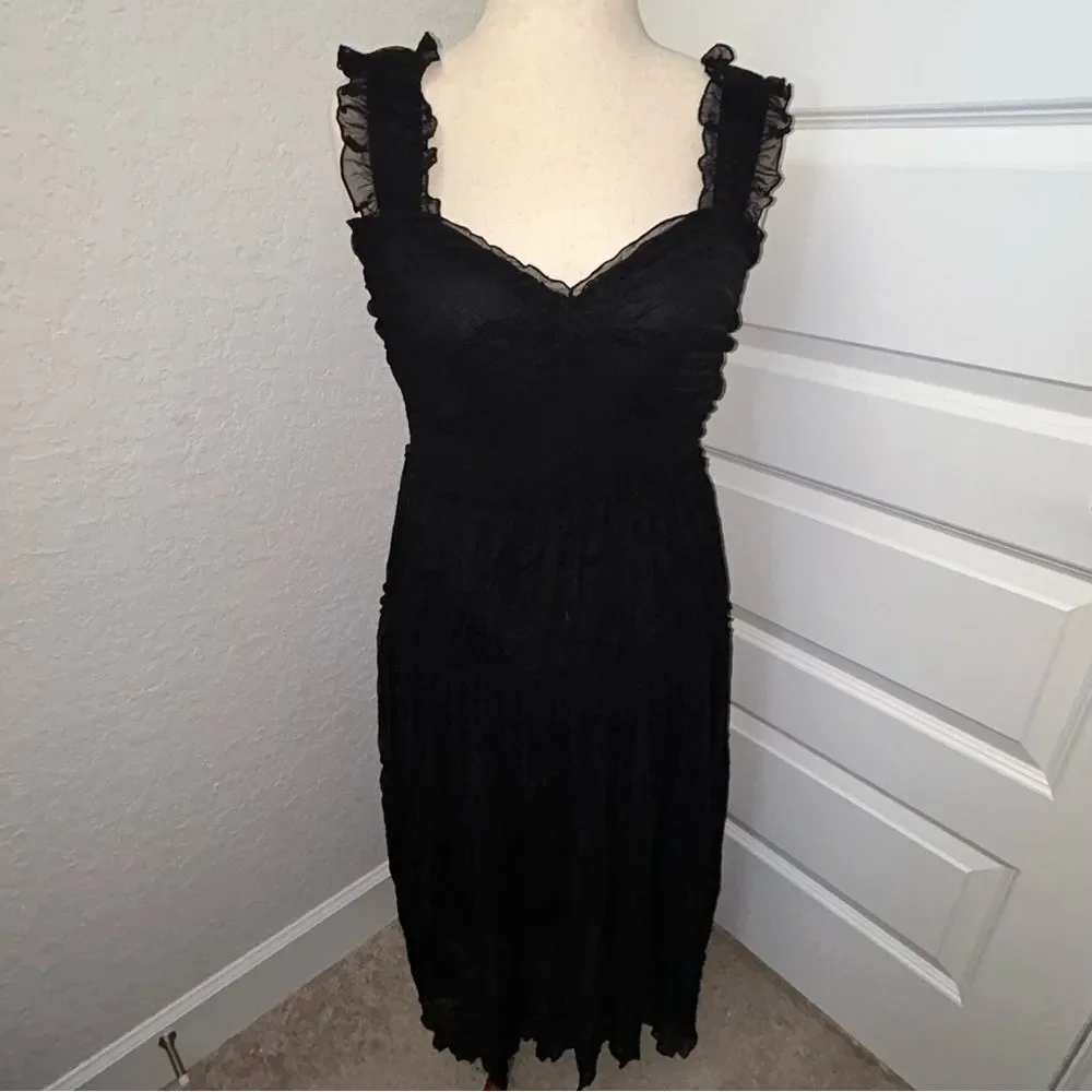New, Max Studio Ruffle Layer Mesh Sleeveless Midi Dress - Picture 12 of 12